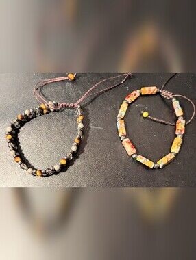 Handmade Multicolor and Amber Beaded Women's Bracelet Set